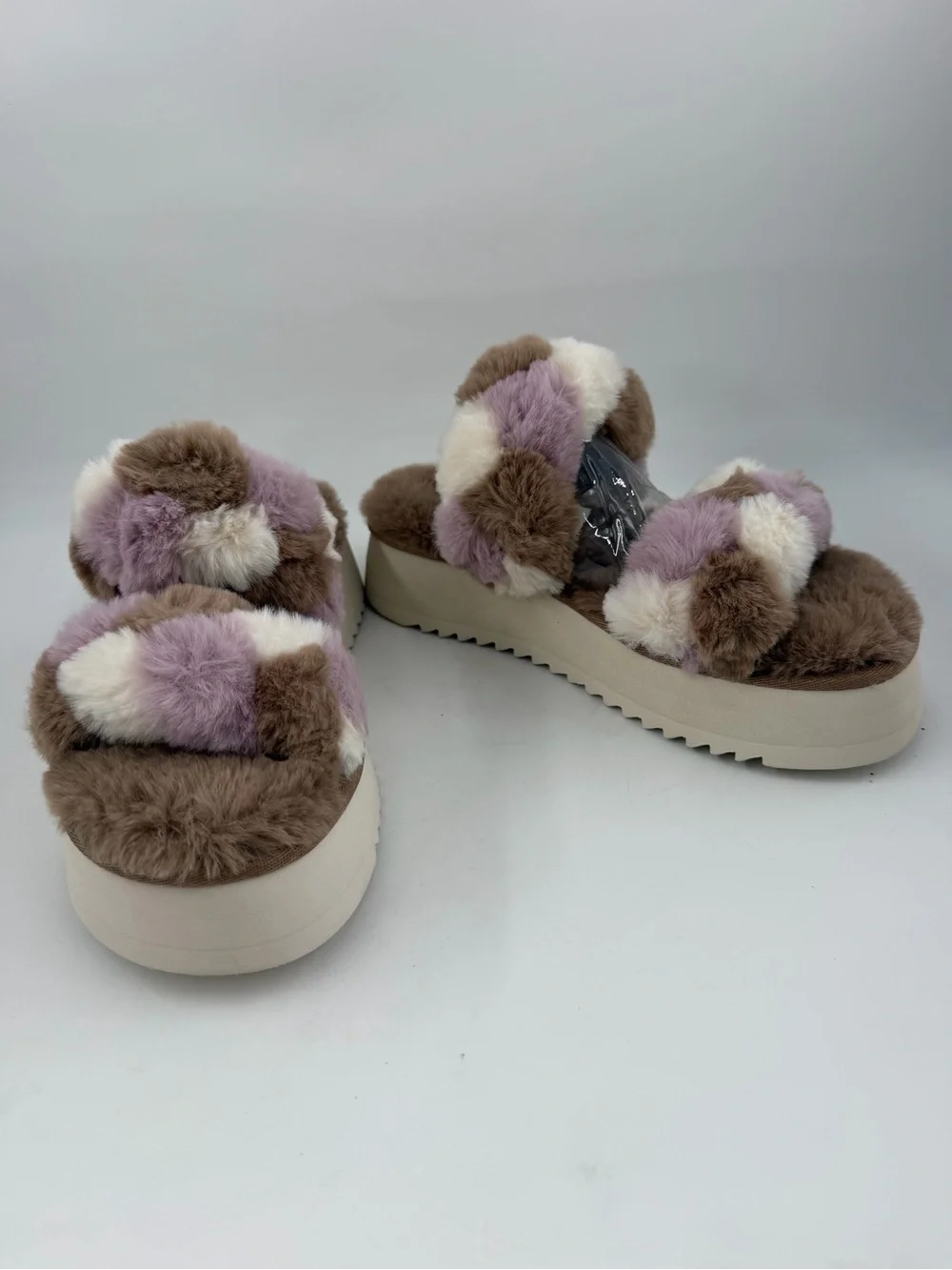 👞 Koolaburra by Ugg Ya-Baby -SZ 3.5- Multicolor Fuzzy Slide Sandals